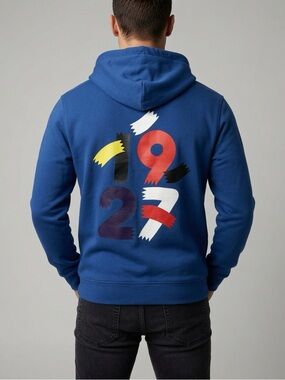 Lacoste Sport 1927 Heritage Back Graphic Full Zip Hoodie Blue Red